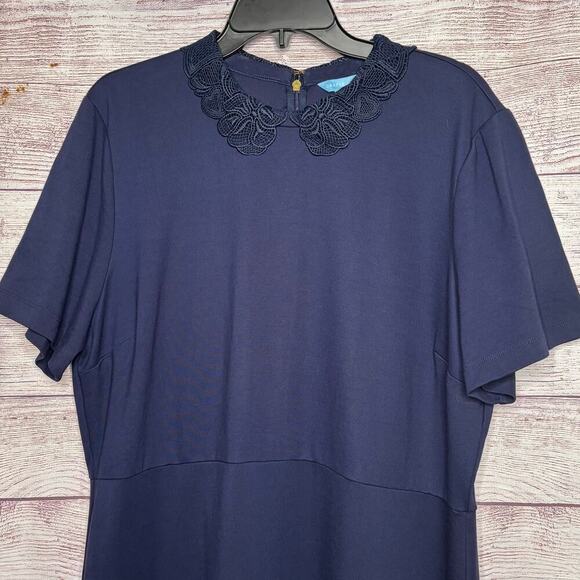Draper James Navy Blue Lace Peter Pan Collar Ponte Knit Persley Dress Size XXL - Picture 8 of 9